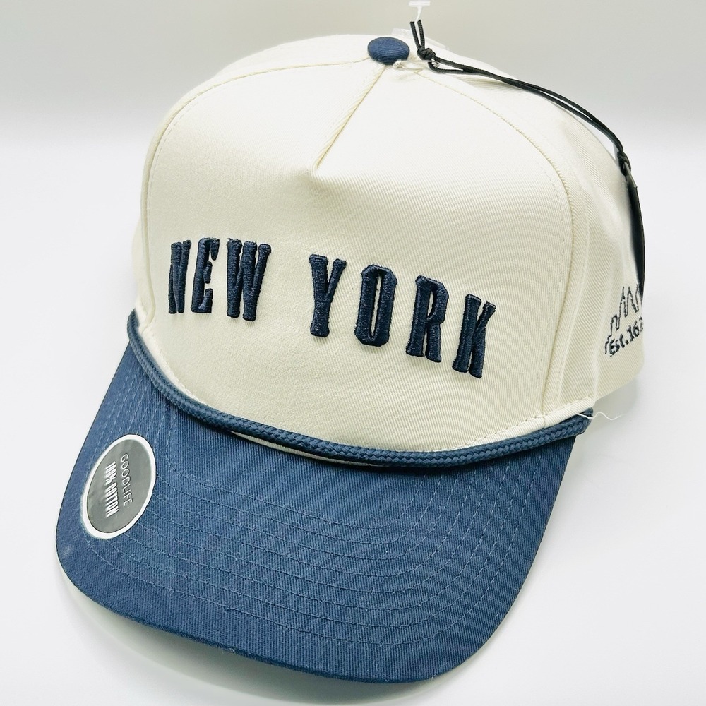 New York Good Life Rope A-Frame 2-Tone Hat Cap Snapback Adjustable Beige Casual